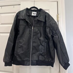 Black Princess Polly oversized leather jacket (US 6)